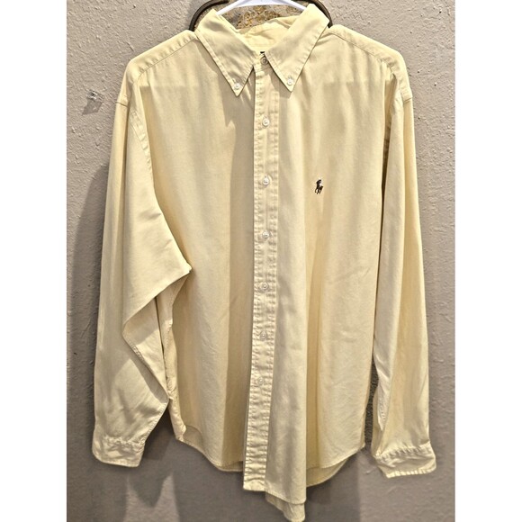 Ralph Lauren Shirt Mens 17 XL Yellow Classic Fit Button Down Pony Oxford Dress - Picture 1 of 8